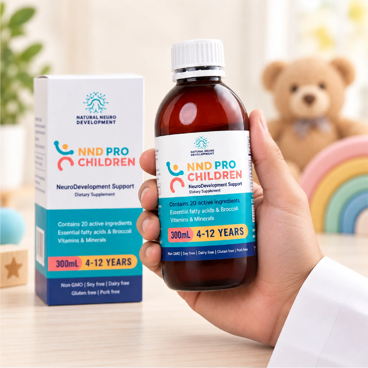 المكمل الغذائي الطبيعي ان ان دي للأطفال - يحتوي المنتج على حمض الفولينيك المعتمد من الـ FDA لفائدة مرضى التوحد