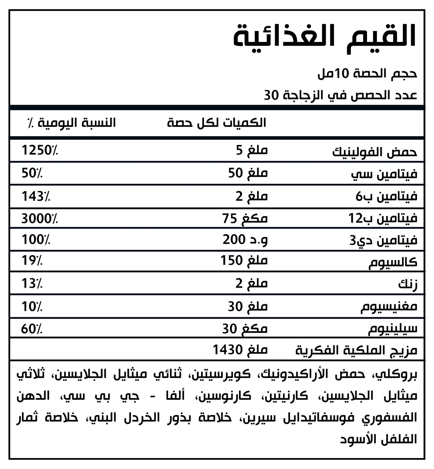 المكمل الغذائي الطبيعي ان ان دي للأطفال - يحتوي المنتج على حمض الفولينيك المعتمد من الـ FDA لفائدة مرضى التوحد